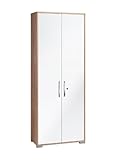 MAJA-Möbel 1232 2556 Aktenregal mit Türen, Sonoma-Eiche-Nachbildung - weiß Hochglanz, Abmessungen BxHxT: 80 x 214,5 x 40 cm