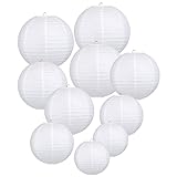 LIHAO weiße Papier Laterne Lampions rund Lampenschirm Hochtzeit Dekoration Papierlaterne - (10er Packung) (verschiedene Größen)