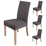 sorliva Stuhlhussen 4er Set Elastische Stuhlbezug Hussen für Esszimmer Stühle Schwingstühle Schutz Stuhlbezüge Waschbar Spannbezug für Küche Hochzeit Büro Bankette Partys Hotel (Dunkelgrau)