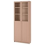 Ikea BILLY Bücherregal mit Paneel/Glastüren, 80x30x202 cm, weiß gebeiztes Eichenfurnier