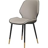SAFWEL Sessel Esszimmerstühle Hauptrestaurant Einzelschreibtischstuhl PU-Leder Einfache Rückenlehne Mit Metallbeinen 130 kg (Color : Light)