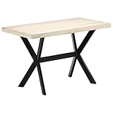 vidaXL Mangoholz Massiv Esstisch Moderner Stil Esszimmertisch Küchentisch Holztisch Tisch Massivholztisch Wohnzimmer Weiß 120x60x75cm Stahlbeine