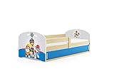 Interbeds Kinderbett LUKI PAW Patrol 160x80 natürlichem Kiefernholzsockel mit Lattenrost und Matratze sehr Stabiler Konstruktion komfortabel einfach funktional Jugendbett