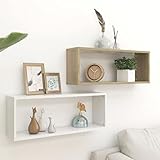 MATTUI Home Sets mit Wandregal Würfelregal 2 Stück weiß und Eiche Sonoma 60x15x23 cm Engineered Wood
