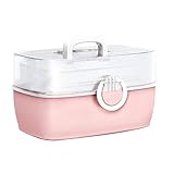 Hausapotheke Schrank,Medizinbox,Tragbare Aufbewahrung für Medizinkisten,Erste-Hilfe-Box,Organizer-Box, Medizinkoffer, Aufbewahrungskoffer für zu Hause, im Freien, Pink 30X19X16 cm