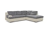 Mivano Ecksofa Coast / Große Sofagarnitur in L-Form mit Ottomane rechts / 264 x 88 x 217 / Materialmix: Grau/Beige