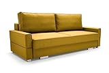 BETTSO -Sofa Mit Schlaffunktion und Bettkasten, Couch für Wohnzimmer, Sofa Federkern Sofagarnitur Polstersofa Wohnlandschaft mit Bettfunktion-POGO (Honiggelb)
