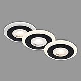 BRILONER Leuchten - 3er Set Einbauleuchten Decke LED, LED Lichtring, Einbaulampen flach LED, Einbaustrahler Bad, Badeinbaustrahler IP44, Schwarz, 84x34 mm (DxH)
