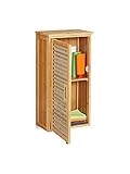 Relaxdays Bad Hängeschrank, Bambus, 2 Fächer, höhenverstellbarer Einlegeboden, Badschrank HxBxT: 66 x 35 x 20 cm, Natur, 1 Stück