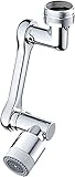 SLDHFE Universal Rotating Faucet Extender, 1080 Big Angle Degree Swivel Kitchen Sink faucets Aerator, Splash Filter rotating Robotic Arm 2 in 1 Faucet Attachment Dual Mode, Silber