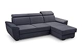 MOEBLO Sofa mit Schlaffunktion und Bettkasten, Couch für Wohnzimmer, Schlafsofa Federkern Sofagarnitur Polstersofa Wohnlandschaft mit Bettfunktion - Alano (Anthrazit, Ecksofa Rechts)