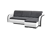 mb-moebel kleines Ecksofa Sofa Eckcouch Couch mit Schlaffunktion und Bettkasten L-Form Polstergarnitur große Farbauswahl - VERO I (Ecksofa Rechts, Dunkelgrau + Weiß)