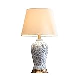 BinOxy Nachttischlampe Blaue Tischlampen Keramik Nachttischlampen mit Gewebe Lampenschirm Retro Concis Nachttisch Tischlampen for Home Office Cafe Restaurant Lampen, 23.6 'H Lampe für Schlafzimmer