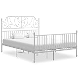 vidaXL Bettgestell Metallbett Schlafzimmer Bett Doppelbett Schlafzimmermöbel Bettrahmen Lattenrost Pulverbeschichtetes Metall Weiß 140x200cm