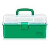 Werkzeugkästen Werkzeugkasten, 3-lagiger transparenter Kunststoff-Werkzeugkasten, Organizer, Werkzeugset mit abnehmbarem, faltbarem Fach, Aufbewahrungskoffer, grünes Werkzeugset Schön langlebig