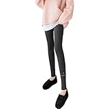 MianYaLi Damen Leggings Herbst Winter hohe Taille warme Fleece gefütterte Dicke Hose Tasche