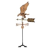 ML-Design Wetteradler auf Pfeil in 3D Relief mit Windrose und 2 Kugeln fürs Dach, aus Kupfer, 135cm, 4,5kg, Wetterhahn, Wetterfahne mit Fuß, Metall Windrichtungsanzeiger, Windspiel Windrad Garten Deko