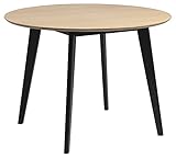 AC Design Furniture Roxanne Runder Esstisch für 4 Personen in Eiche/Schwarz, Ø: 105 x H: 76 cm, Moderner Retro Stil für das Esszimmer, Esstisch Rund