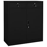 BULANED Büroschrank, Aktenschrank, File Cabinet, Schreibtisch Schrank, Büro Schrank, Schreibtischschrank, Schwarz 90x40x102 cm Stahl