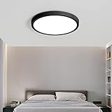 LED-Deckenleuchte, Schlafzimmer-Deckenleuchte, Wohnzimmer-Deckenleuchte, einfach zu installieren, Fernbedienungsschalter, dreifarbig verstellbar, geeignet für Schlafzimmer, Wohnzimmer ( Color : Black