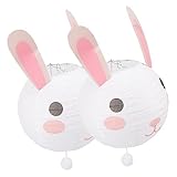 Veemoon 2 Laternen Chinesische Deko Außendekoration Kaninchen-Dekor Geburtstag Papierlaterne Kinder-Papierlaterne Chinesisches Neujahr 2023 Dekorationen Weiße Festival-Laterne