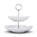 FIFTYEIGHT PRODUCTS / Tassen / Etagere 2-Stufig „Food-Temple' (Porzellan, 18-24 cm, weiß, Made in Germany)