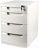 Aktenschrank Aktenschrank Trennwände 4 Schubladen mit Schloss Desktop Office Datei Klassifizierung Aufbewahrungsbox 29,5 x 39,4 x 43 cm Bücherregal (Farbe: Blanc)