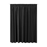 JEMIDI Vorhang blickdicht 300x245cm - Gardine mit Kräuselband Universalband - 100% Polyester Schal lang für Wohnzimmer Schlafzimmer - schwarz