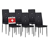 Albatros Esszimmerstühle 6er Set Diamond, Schwarz - Edler Diamant-Look, Kunstleder-Bezug, bequemer Polsterstuhl - Moderner Küchenstuhl, Stuhl Esszimmer oder Esstisch Stuhl