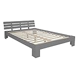 Homestyle4u 2038, Holzbett 160x200 mit Lattenrost Bett Doppelbett Holz Kiefer Grau Bettgestell