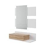 Vicco Flurschrank Flurspiegelschrank Garderobe Phil 75x95 cm modern Dielen Schrank Organizer Aufbewahrung Spiegel Ablage Schubladenfach (Weiß-Sonoma)