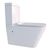 KeraBad Randlose Stand-WC Kombination mit Spülkasten WC-Sitz Duroplast Absenkautomatik SoftClose-Funktion waagerechten und senkrechten Abgang Spülrandlos KB6003-L