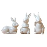 Housoutil Keramik-Hasen-Figuren Statuen aus Porzellan, moderne Kunst, Heimdekoration, Hochzeiten, Handwerk, Geschenk, Osterhasen, Osterdekoration, 3 Stück