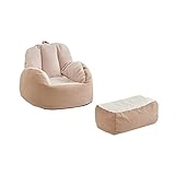 Einzelsofa Einzelnes faules Sofa mit Rückenlehne, Liege, Balkon, Schlafzimmer, Freizeitsofa, Wohnzimmer, Arbeitszimmer, Einzelsofa + Fuß, weicher, flauschiger Einzelsofa-Stuhl Schlafsessel Sofabett (