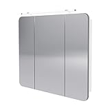 FACKELMANN Milano Spiegelschrank mit LED-Beleuchtung – Alibertschrank 3-türig fürs Badezimmer (90 cm x 78 cm x 15,5 cm) – Badschrank mit Spiegelfläche in Weiß