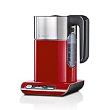 Bosch Wasserkocher Styline TWK8614P, Abschaltautomatik, Überhitzungsschutz, Temperaturwahl, Warmhaltefunktion, 1,5 L, 2400 W, rot