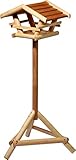 dobar® green label 21053FSC Vogelfutterhaus Bausatz mit Ständer - Kompakte Vogelvilla Massivholz - Futterstation Holzdach - Vogelhaus für Wildvögel in Garten/Terrasse/Balkon - 50 x 50 x 103 cm - Braun