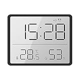 Cachpib Digitaluhr LCD Digital Wecker Großbildschirm Digitale Wanduhr Multifunktionale Schreibtischuhr mit Thermometer Meter Feuchtigkeitsmonitor Schwarz