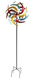 Spetebo Metall Windrad bunt - Ø 61 cm/Höhe 210 cm - Deko Windspiel Windmühle Gartenstecker