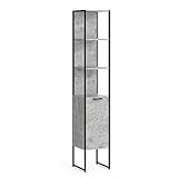 Vicco Badschrank Fyrk Badezimmerschrank Hochschrank Badregal 5 Fächer Badmöbel (Beton)