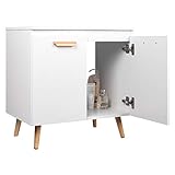 EUGAD Waschbeckenunterschrank Unterschrank Badezimmerschrank Waschtisch Badschrank Beistellschrank mit 2 Türe 60 x 40 x 60,5 cm Weiß