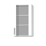 MMR Glas-Hängeschrank Küche Dallas, 1-türig, 50 cm breit, 90 cm hoch, wechselseitig montierbare Tür, Weiß