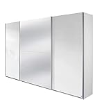 Rauch Möbel Imposa Schrank Kleiderschrank Schwebetürenschrank in Hochglanz Weiß mit Spiegel 3-türig inkluisve Zubehörpaket Basic 4 Kleiderstangen, 4 Einlegeböden BxHxT 316 x 210 x 62 cm