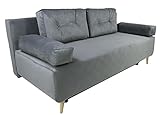 Modernes Sara Sofa mit Schlaffunktion und Bettkasten, Couch mit Bettfunktion (Grafit)