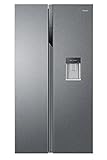 Haier HSR3918EWPG Side-by-Side / 177,5 cm / 338 kWh/Jahr / 328 L Kühlteil / 177 L Gefrierteil/Wasserspender mit Tank/Multi-Airflow-System/Total No Frost/Dual-Inverter-Kompressor, Silber, 521 Liter