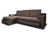 Ecksofa Santi II mit schmutzabweisender Stoff - Couchgarnitur mit Schlaffunktion und Bettkasten, Couch, Polsterecke, Schlafsofa, Sofagarnitur (Braun + Beige (Madryt 128 + Trinity 05), Ecksofa Links)