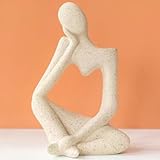 Arawat Vase Deko Wohnzimmer Modern Keramik Weiß Skulptur Vasen für Pampasgras Denker Blumenvase Körper Tulpenvase Book Nordische Vase Aesthetic Hochzeit Geschenk 19 cm Dekorative Gesicht Vase Beige