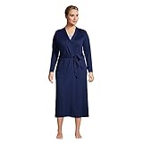 Lands' End Langer Damen-Bademantel aus Supima-Baumwolle. - Blau - X-Large