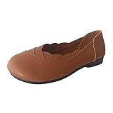 Yowablo Damenmode, einfarbige Lederoberfläche, geschnitzte, flache, lässige, einfache flache Schuhe Schuhe Damen Sneaker Original