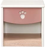 Nachttisch, Nachttisch, moderner Aufbewahrungs-Nachttisch für Schlafzimmer, süßer Kinder-Nachttisch mit offenem Ablagefach, rosa weiß, L44,5 x T39 x H48 cm. Nachttisch